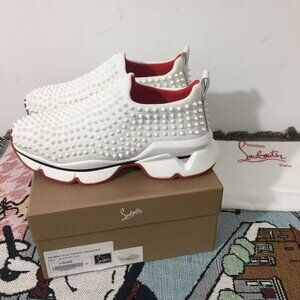 Christian Louboutin Women's Low-Cut Sneakers Studs White EU 39